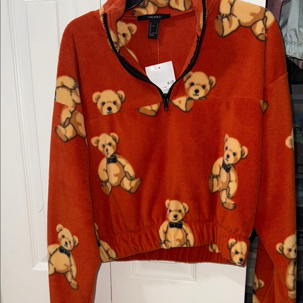 Red Teddy Bear Fleece Pullover